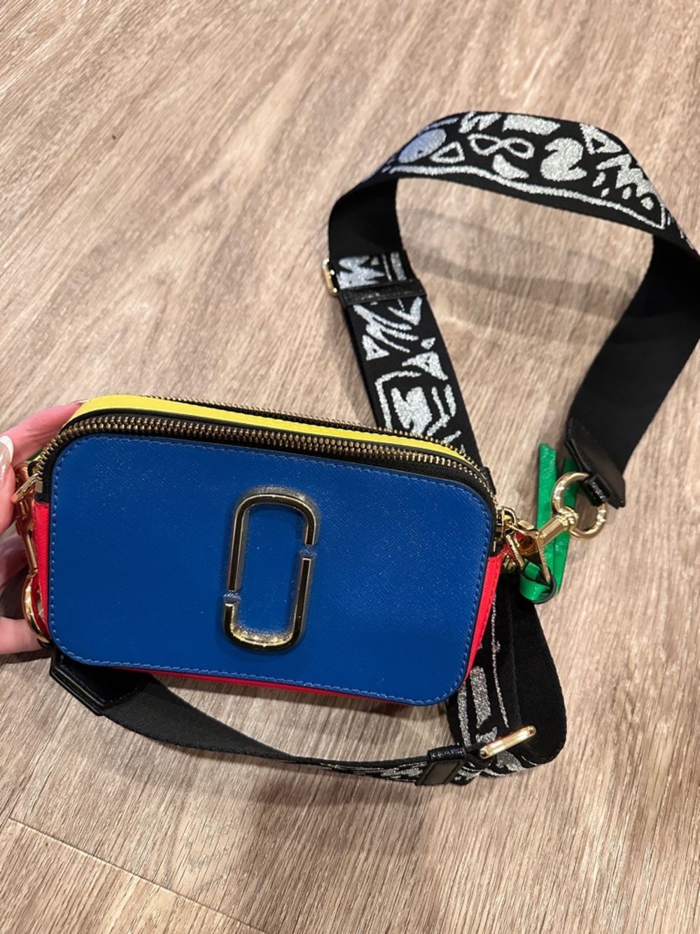 Marc Jacob Multi-Color Crossbody Camera Bag with Statement Strap